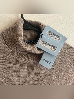 NWT Malo Men's Taupe Brown Tan Turtleneck Italian cashmere Sweater size medium